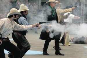 In the old west, disputes and differences of opinion were sometimes resolved with the exchange of hot lead and burned powder.
